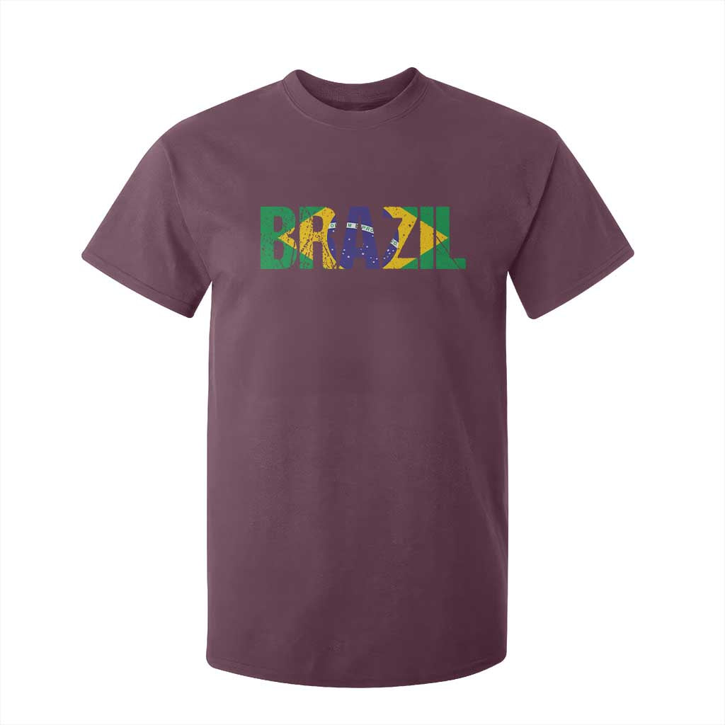 Brazil Brasil Flag T Shirt For Kid Vintage Distressed Brazil