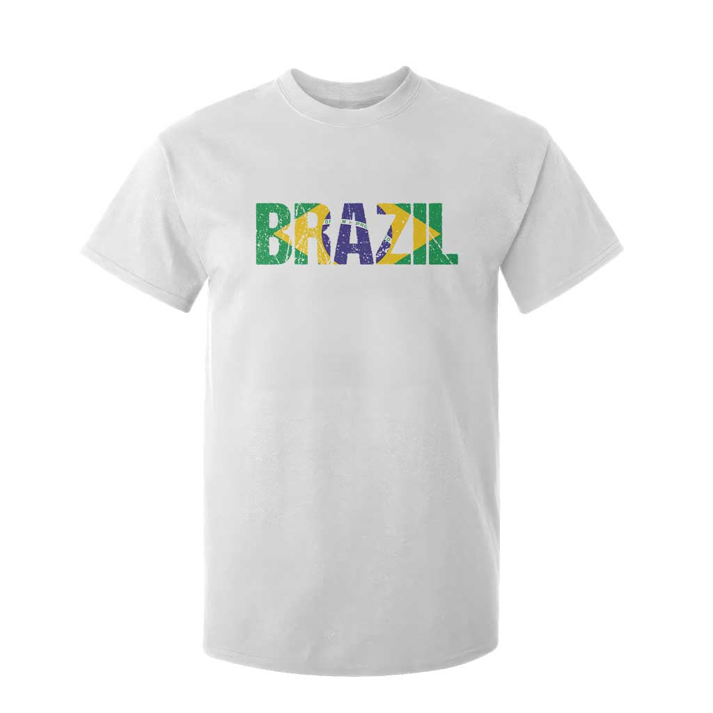 Brazil Brasil Flag T Shirt For Kid Vintage Distressed Brazil