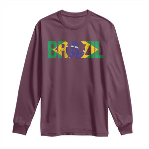 Brazil Brasil Flag Long Sleeve Shirt Vintage Distressed Brazil