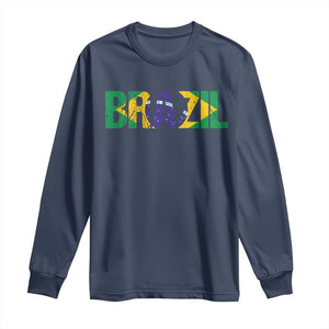 Brazil Brasil Flag Long Sleeve Shirt Vintage Distressed Brazil