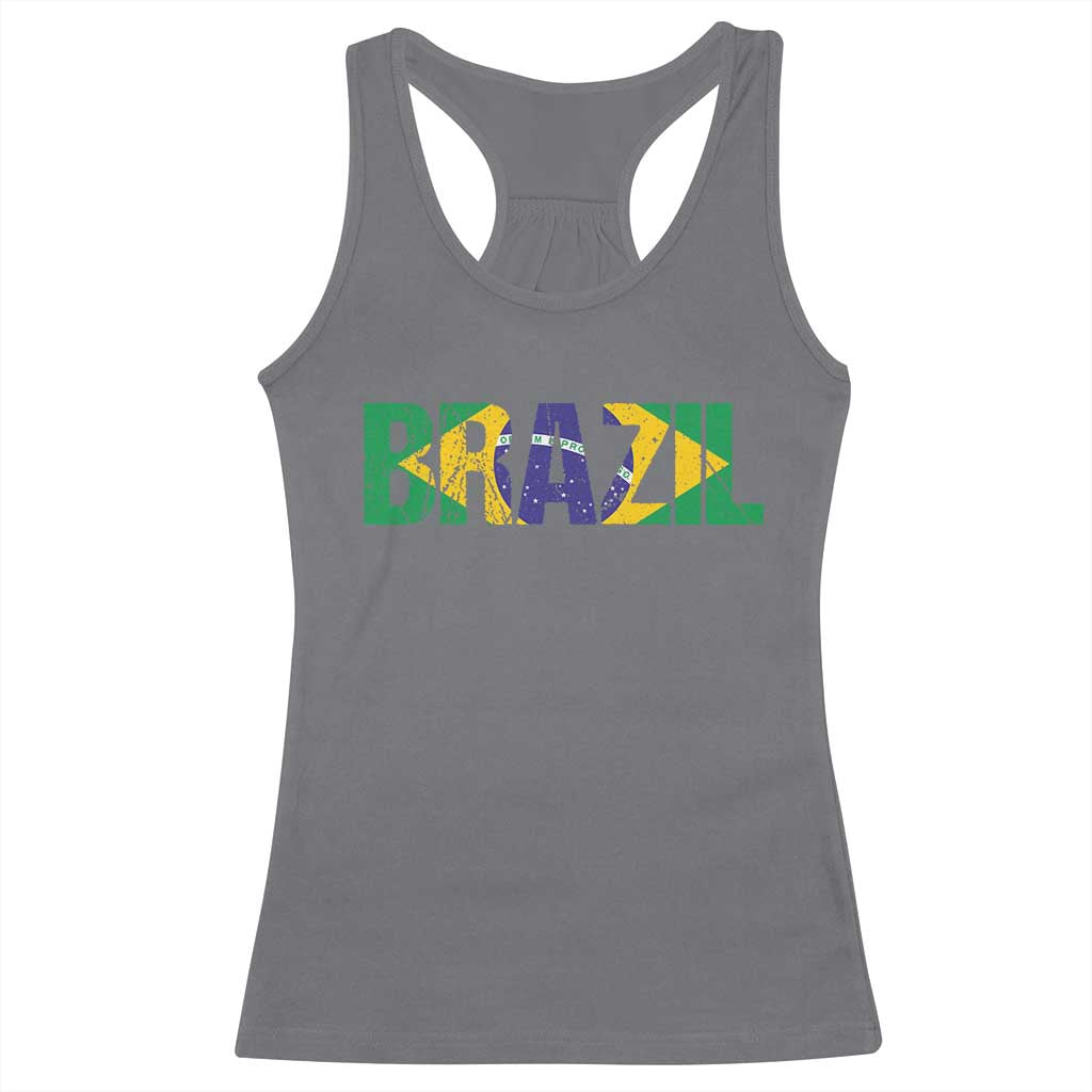 Brazil Brasil Flag Racerback Tank Top Vintage Distressed Brazil