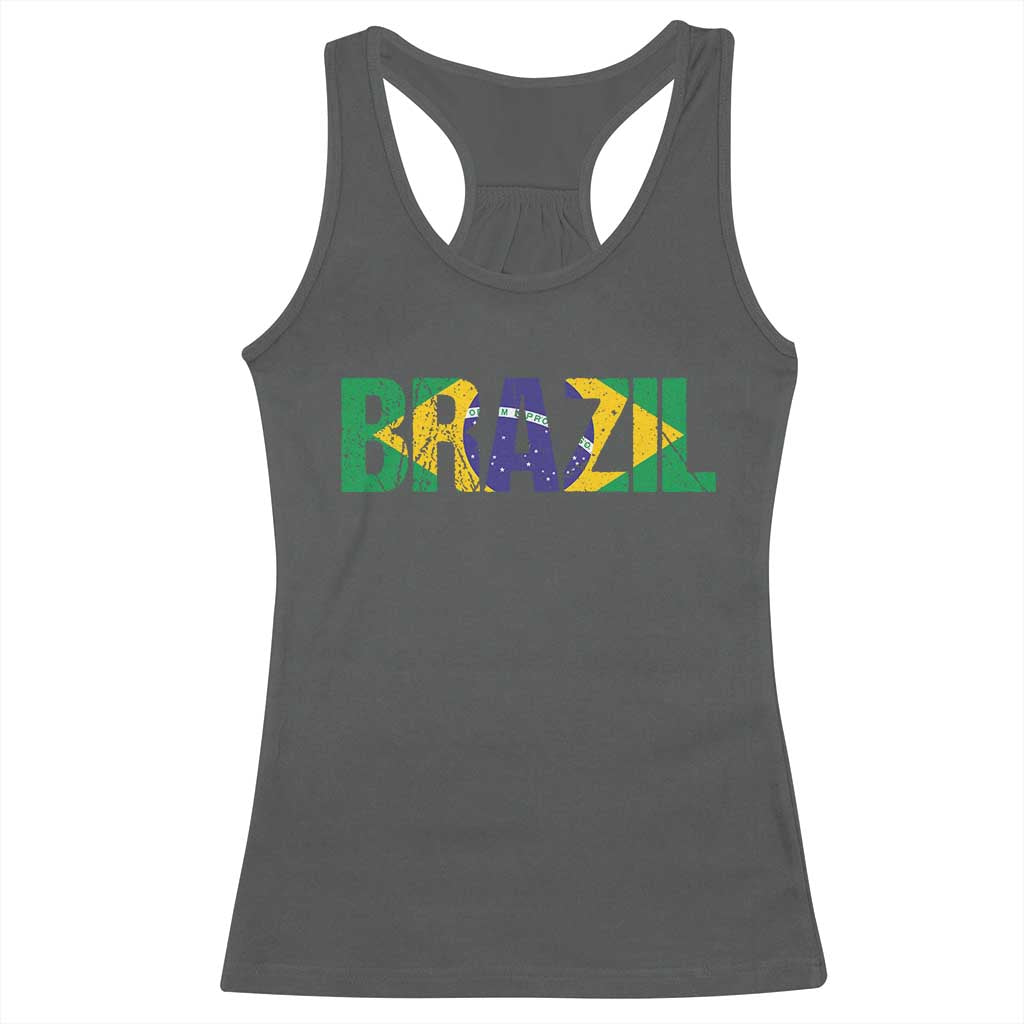 Brazil Brasil Flag Racerback Tank Top Vintage Distressed Brazil