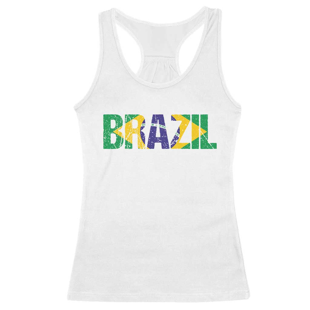 Brazil Brasil Flag Racerback Tank Top Vintage Distressed Brazil