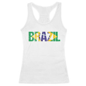 Brazil Brasil Flag Racerback Tank Top Vintage Distressed Brazil