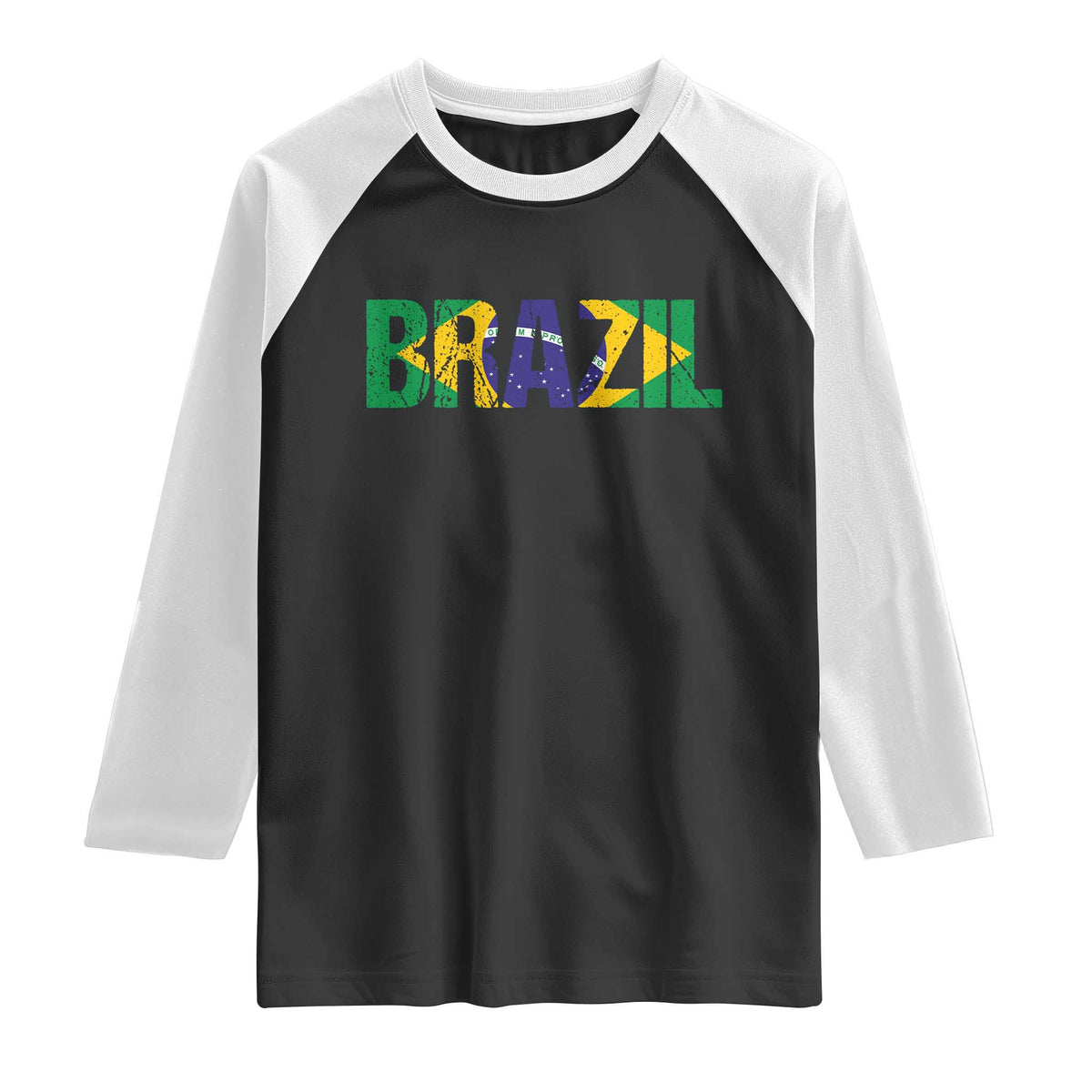 Brazil Brasil Flag Raglan Shirt Vintage Distressed Brazil