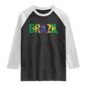 Brazil Brasil Flag Raglan Shirt Vintage Distressed Brazil