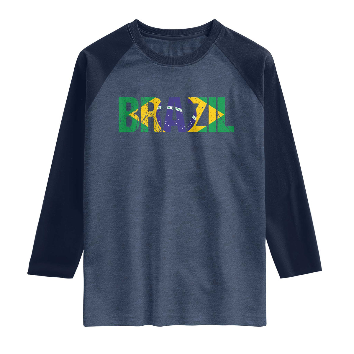 Brazil Brasil Flag Raglan Shirt Vintage Distressed Brazil