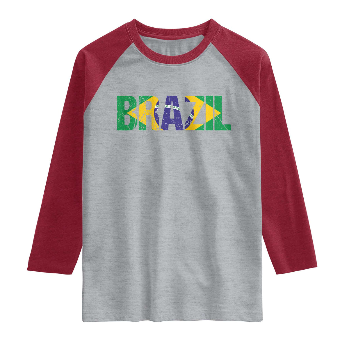Brazil Brasil Flag Raglan Shirt Vintage Distressed Brazil