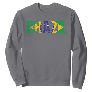 Brazil Brasil Flag Sweatshirt Vintage Distressed Brazil
