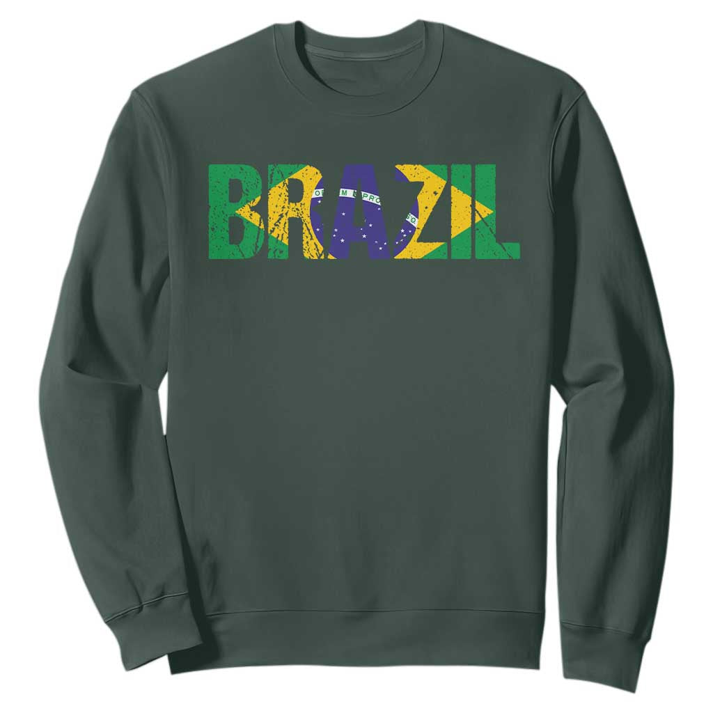 Brazil Brasil Flag Sweatshirt Vintage Distressed Brazil
