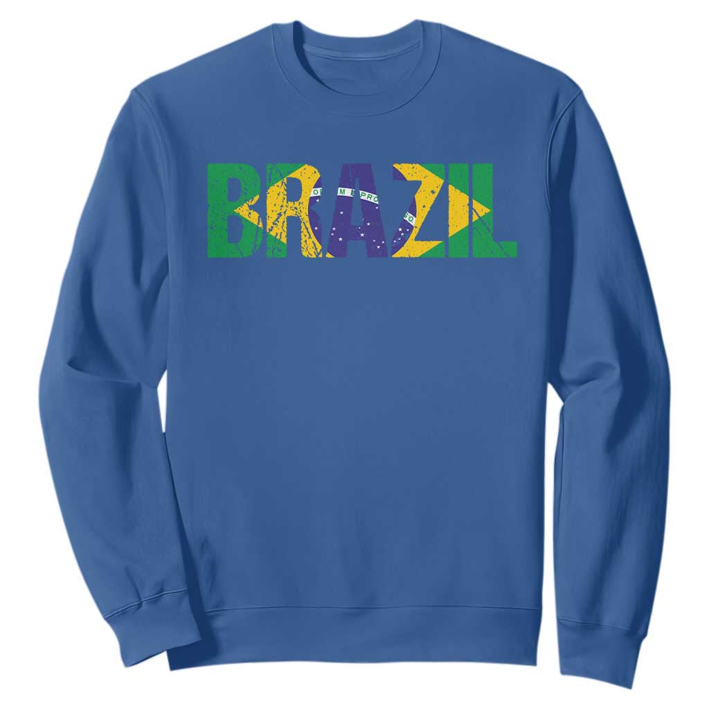 Brazil Brasil Flag Sweatshirt Vintage Distressed Brazil