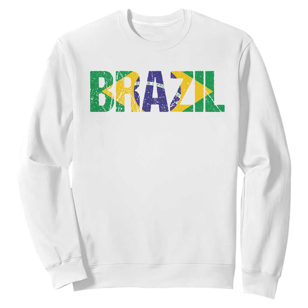 Brazil Brasil Flag Sweatshirt Vintage Distressed Brazil