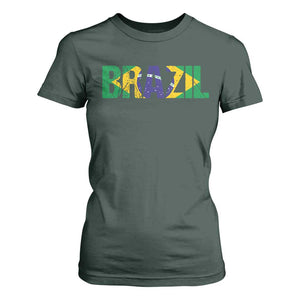 Brazil Brasil Flag T Shirt For Women Vintage Distressed Brazil