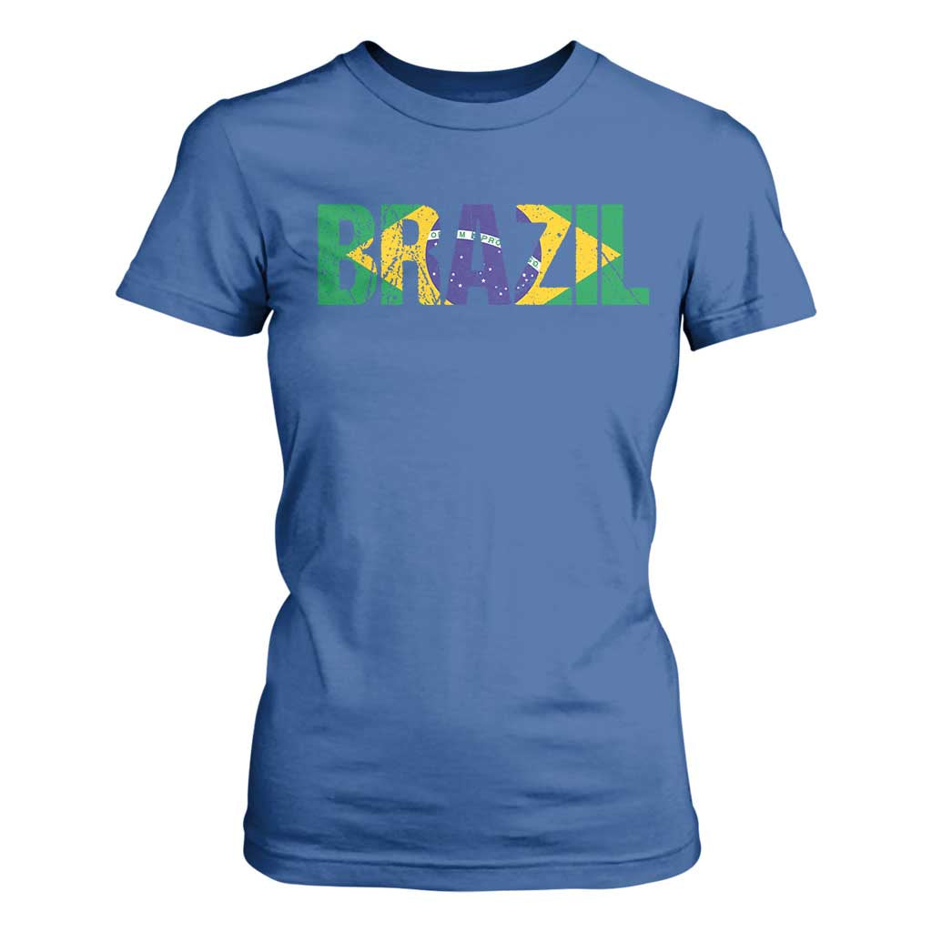 Brazil Brasil Flag T Shirt For Women Vintage Distressed Brazil