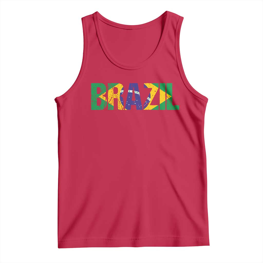 Brazil Brasil Flag Tank Top Vintage Distressed Brazil