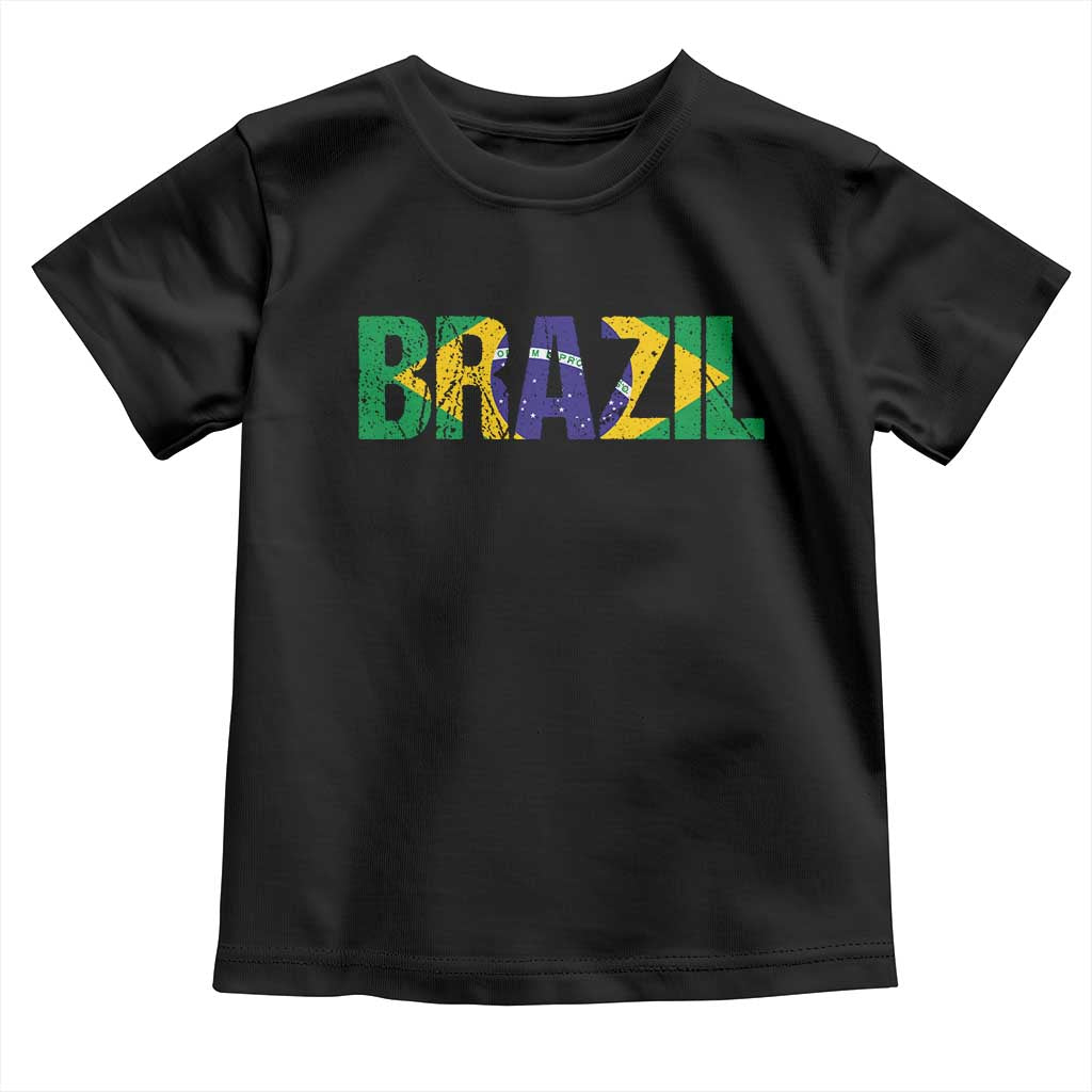 Brazil Brasil Flag Toddler T Shirt Vintage Distressed Brazil TS14 Black Print Your Wear