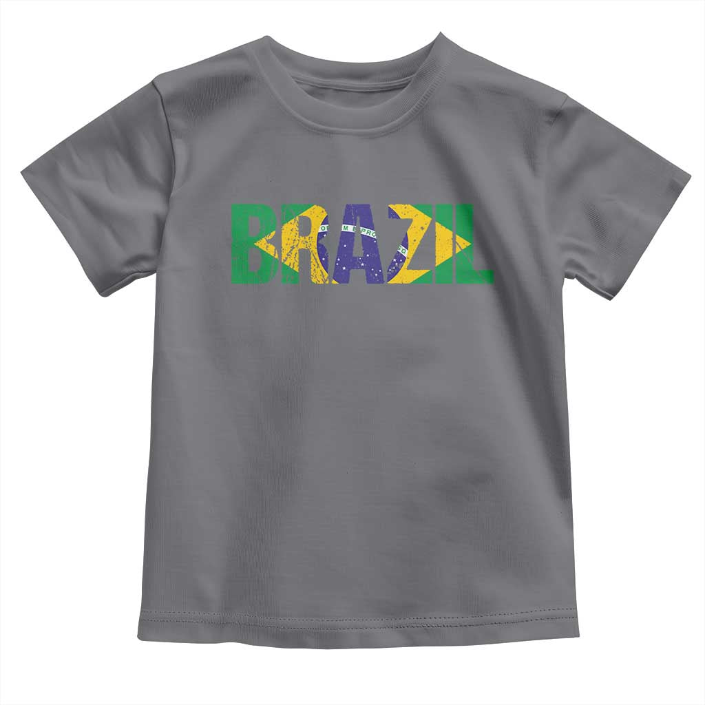 Brazil Brasil Flag Toddler T Shirt Vintage Distressed Brazil