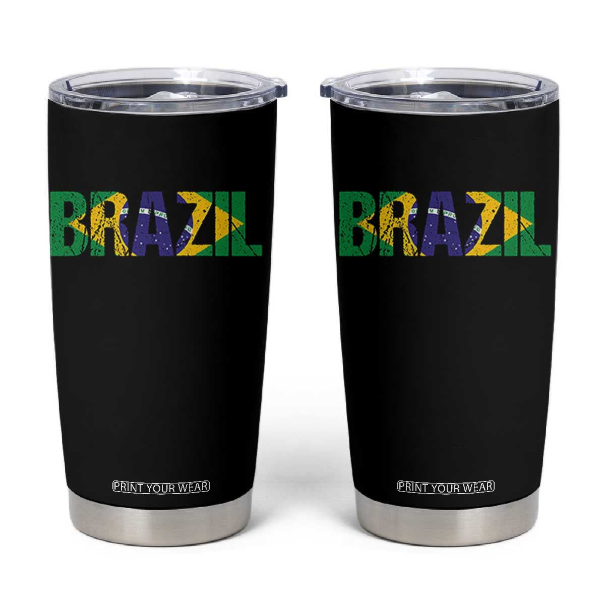 Brazil Brasil Flag Tumbler Cup Vintage Distressed Brazil