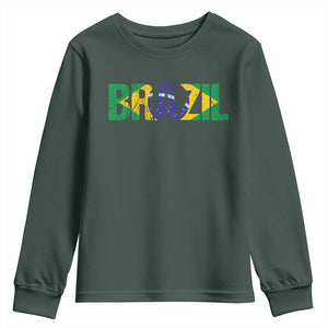 Brazil Brasil Flag Youth Sweatshirt Vintage Distressed Brazil