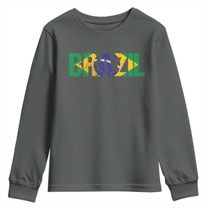 Brazil Brasil Flag Youth Sweatshirt Vintage Distressed Brazil