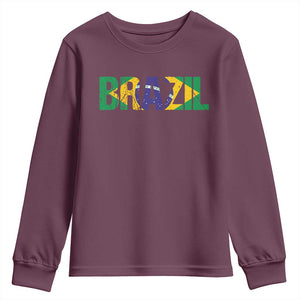 Brazil Brasil Flag Youth Sweatshirt Vintage Distressed Brazil