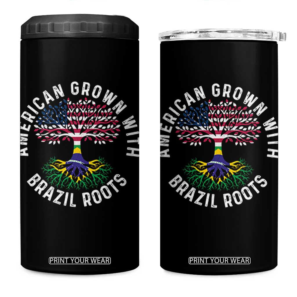 Brazilian Roots American Grown Tree Flag 4 in 1 Can Cooler Tumbler