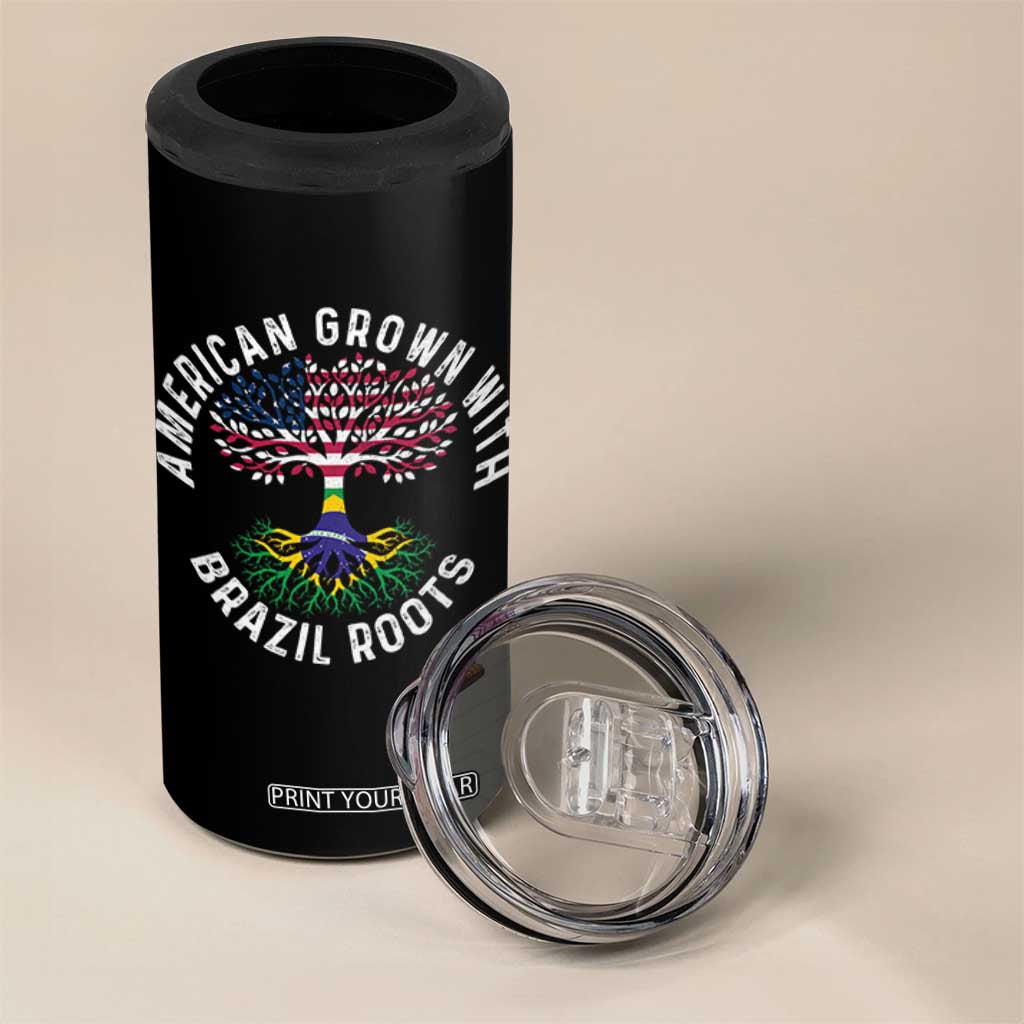 Brazilian Roots American Grown Tree Flag 4 in 1 Can Cooler Tumbler