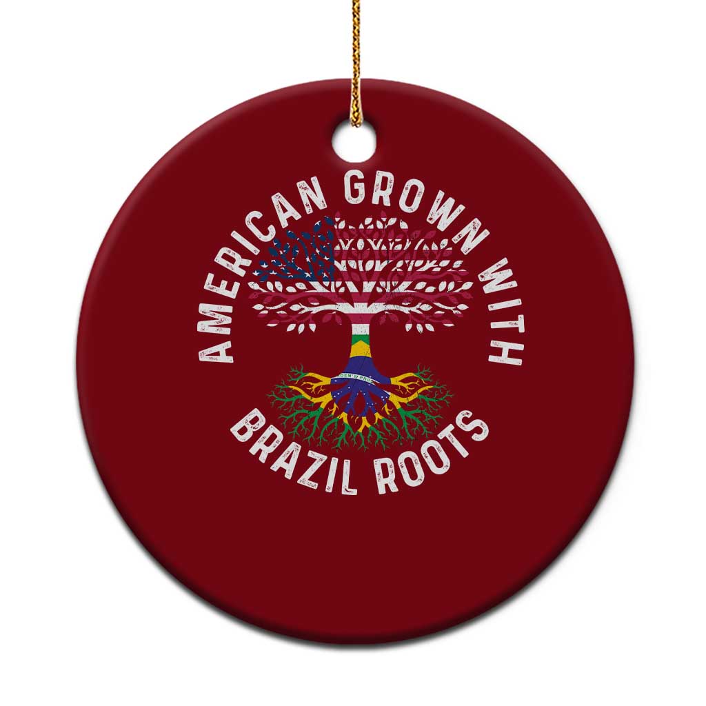 Brazilian Roots American Grown Tree Flag Ceramic Ornament