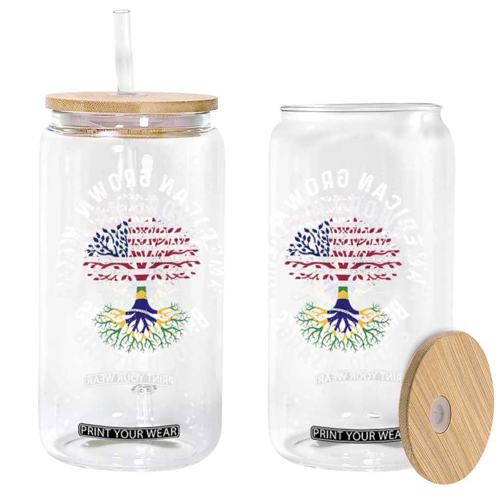 Brazilian Roots American Grown Tree Flag Glass Can