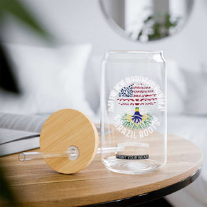 Brazilian Roots American Grown Tree Flag Glass Can