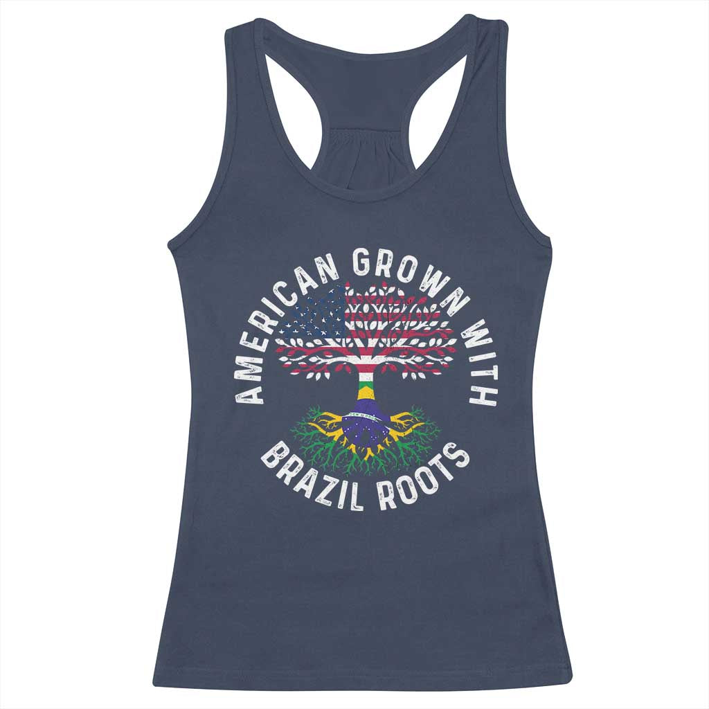 Brazilian Roots American Grown Tree Flag Racerback Tank Top