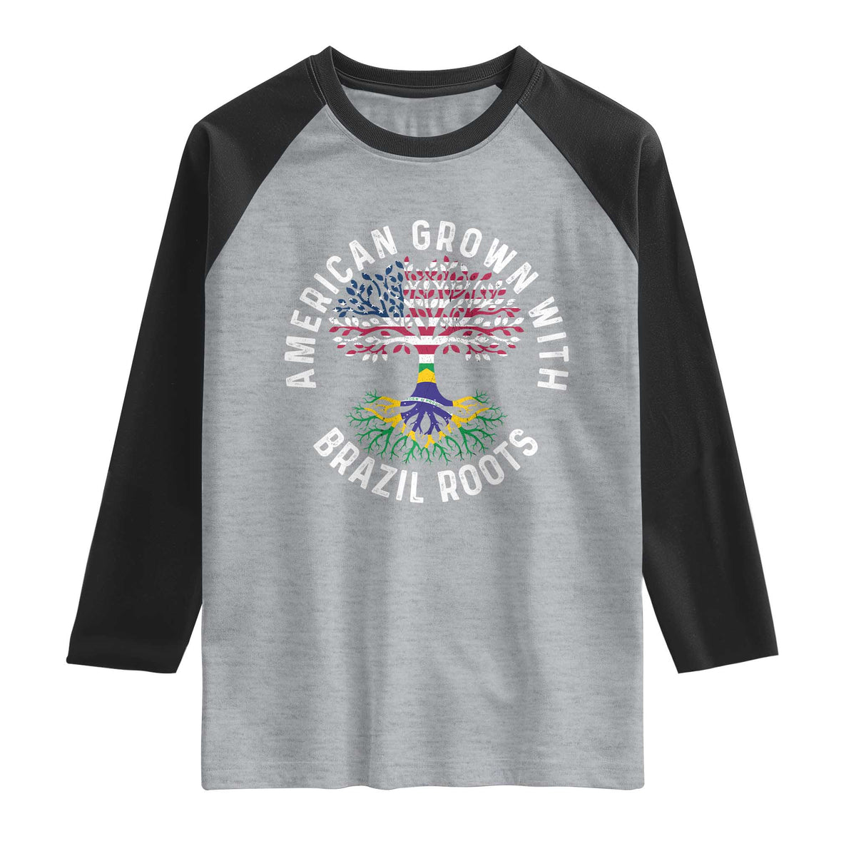 Brazilian Roots American Grown Tree Flag Raglan Shirt
