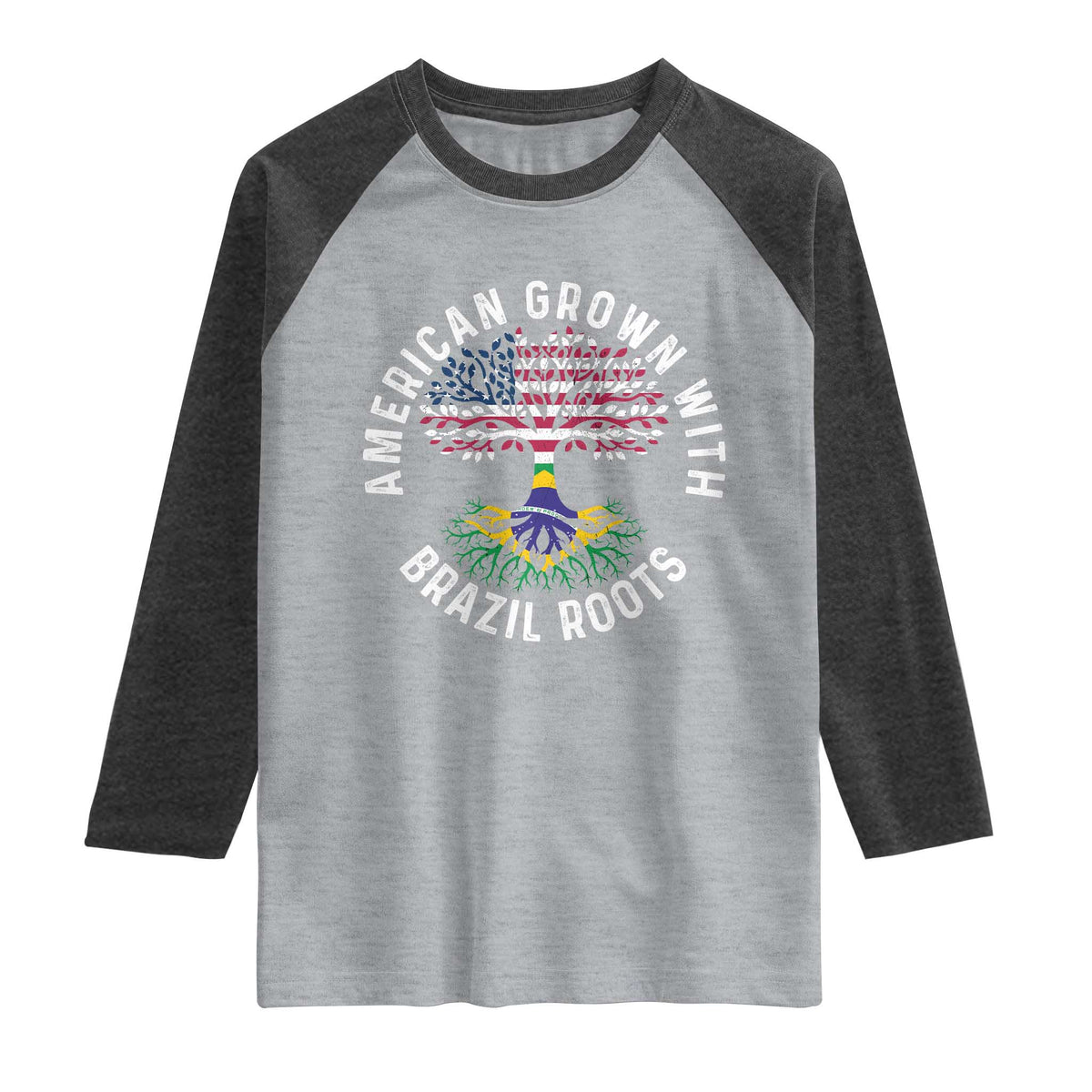 Brazilian Roots American Grown Tree Flag Raglan Shirt