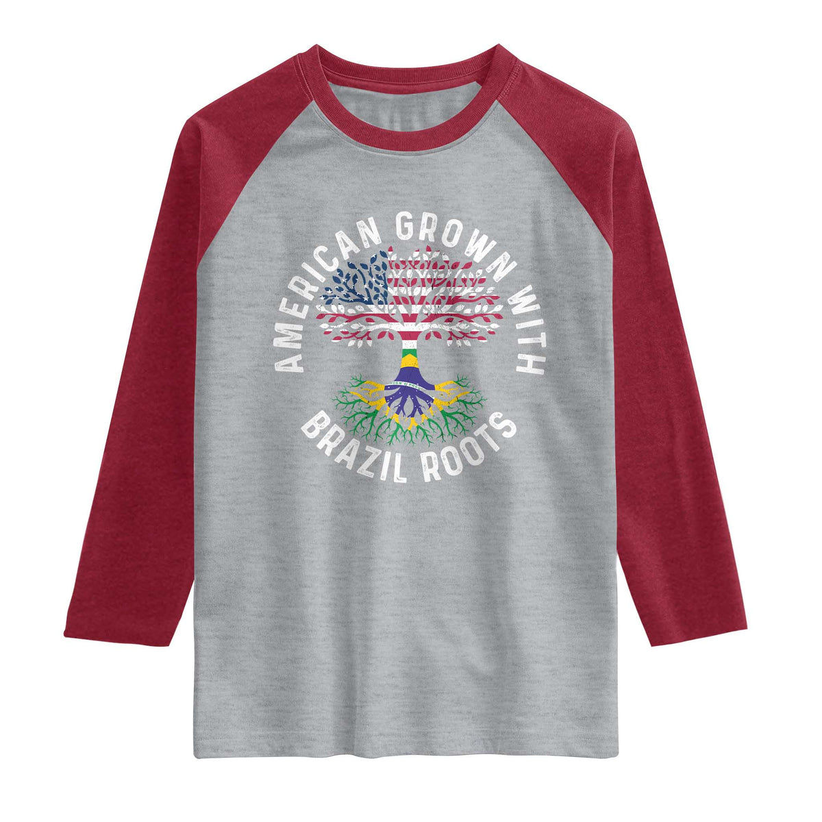 Brazilian Roots American Grown Tree Flag Raglan Shirt