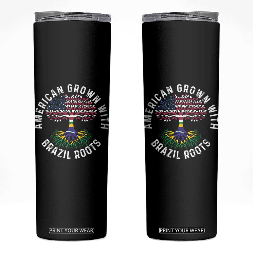 Brazilian Roots American Grown Tree Flag Skinny Tumbler