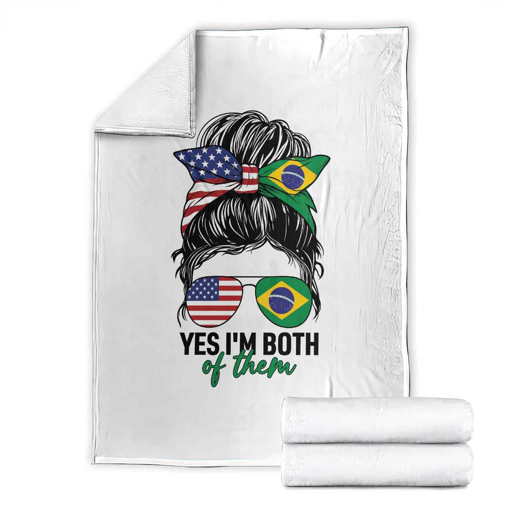Half American And Brazilian America Brazil Brasil Flag Girl Throw Blanket Yes I'm Both of Them TS14 White Print Your Wear