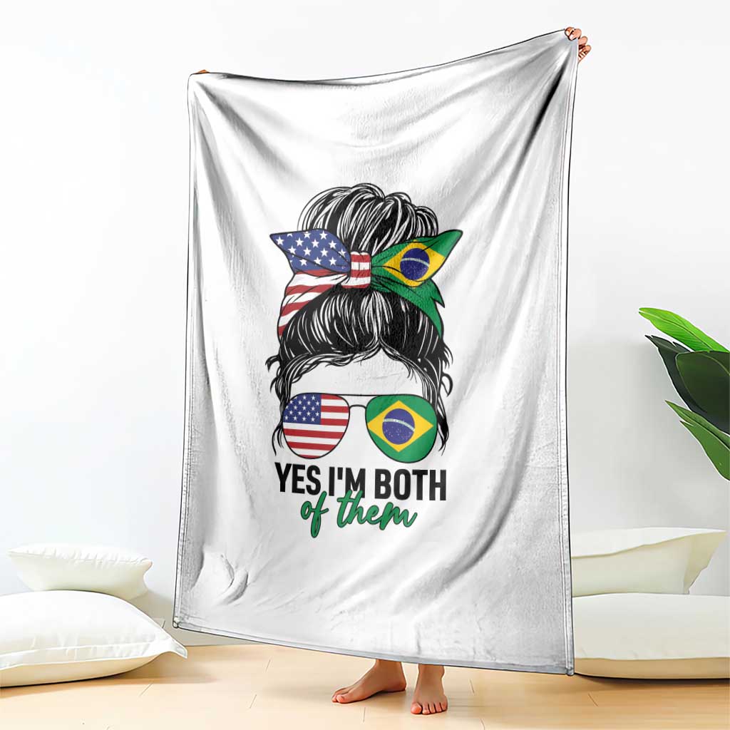 Half American And Brazilian America Brazil Brasil Flag Girl Throw Blanket Yes I'm Both of Them