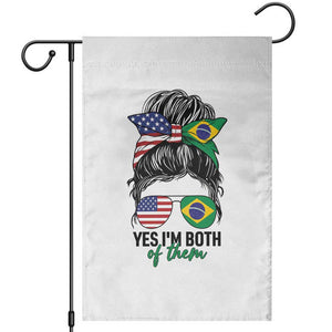 Half American And Brazilian America Brazil Brasil Flag Girl Garden Flag Yes I'm Both of Them