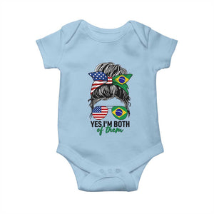 Half American And Brazilian America Brazil Brasil Flag Girl Baby Onesie Yes I'm Both of Them