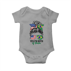 Half American And Brazilian America Brazil Brasil Flag Girl Baby Onesie Yes I'm Both of Them