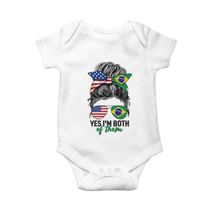 Half American And Brazilian America Brazil Brasil Flag Girl Baby Onesie Yes I'm Both of Them