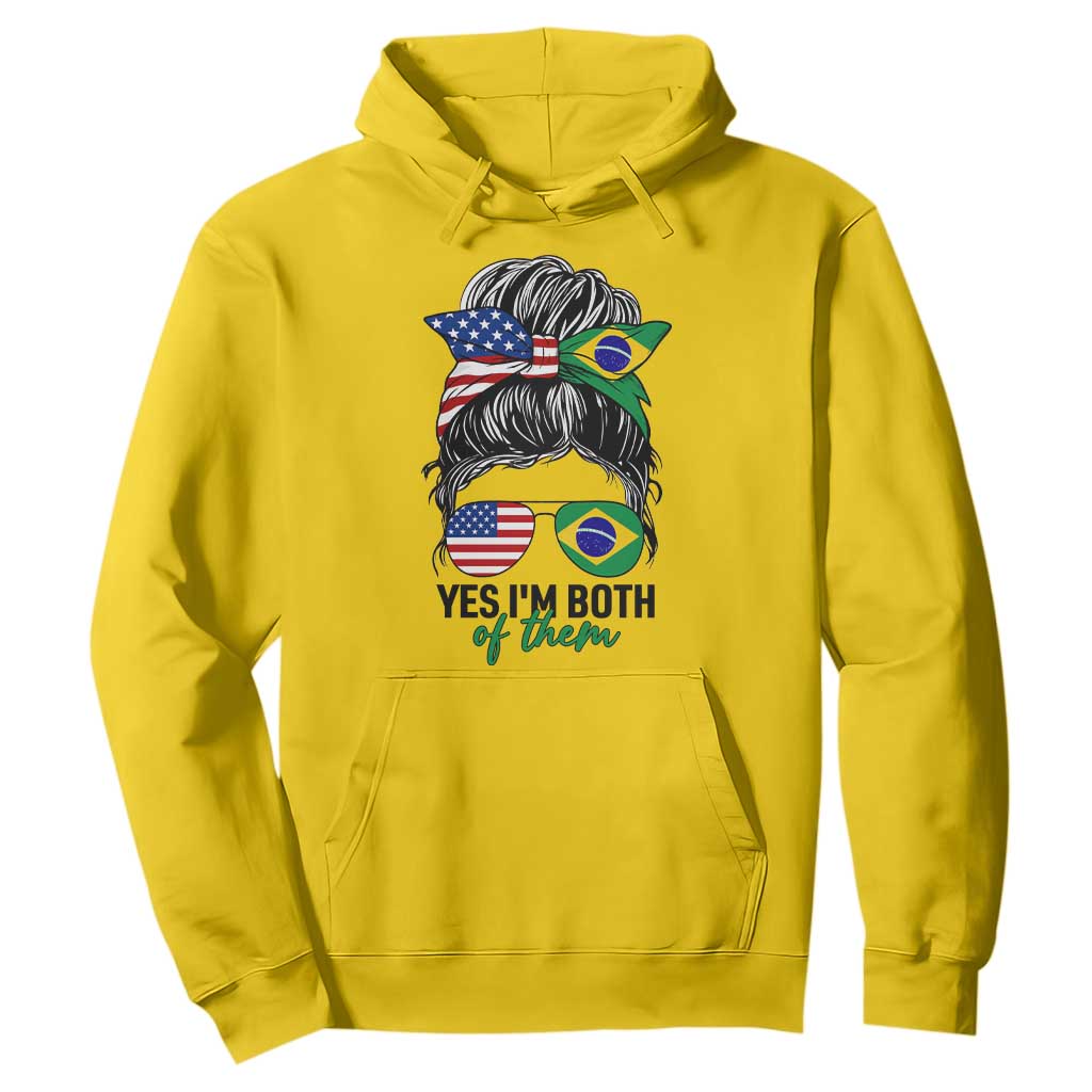 Half American And Brazilian America Brazil Brasil Flag Girl Hoodie Yes I'm Both of Them TS14 Daisy Print Your Wear