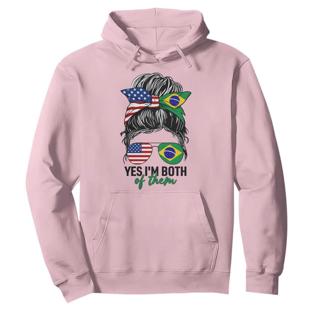 Half American And Brazilian America Brazil Brasil Flag Girl Hoodie Yes I'm Both of Them