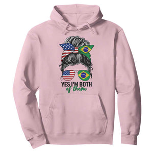 Half American And Brazilian America Brazil Brasil Flag Girl Hoodie Yes I'm Both of Them