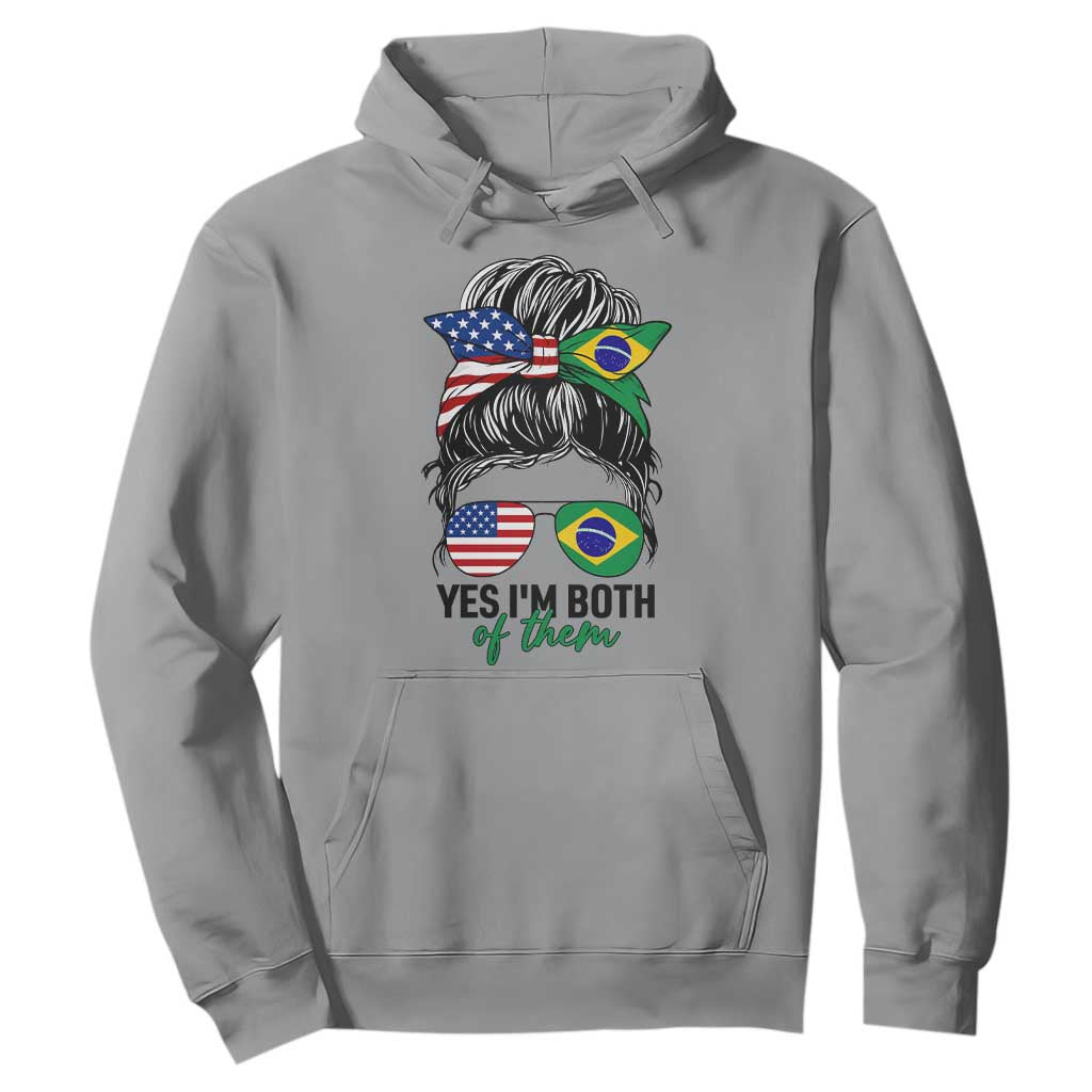 Half American And Brazilian America Brazil Brasil Flag Girl Hoodie Yes I'm Both of Them