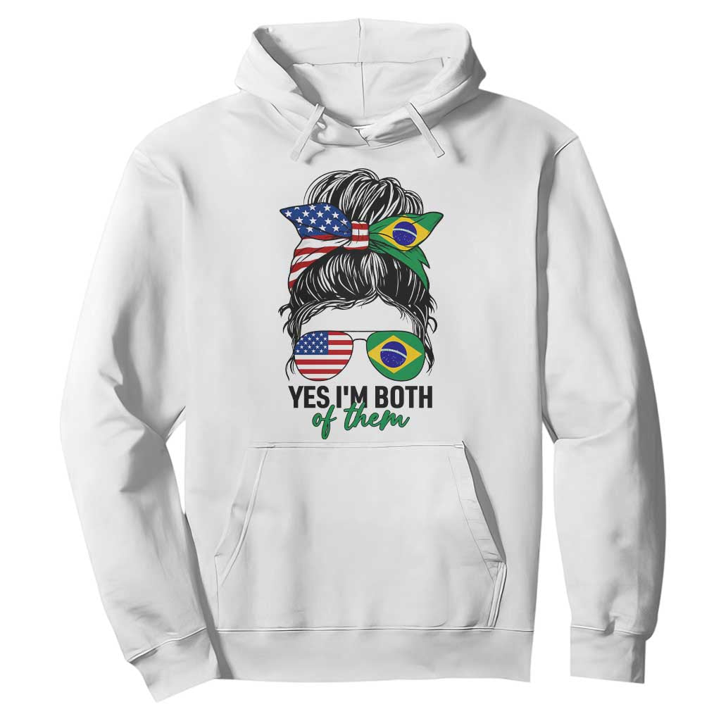 Half American And Brazilian America Brazil Brasil Flag Girl Hoodie Yes I'm Both of Them