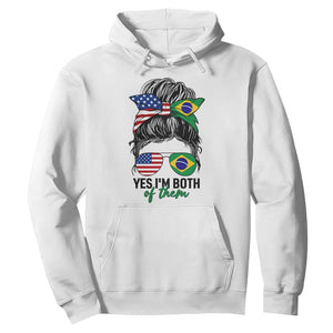 Half American And Brazilian America Brazil Brasil Flag Girl Hoodie Yes I'm Both of Them