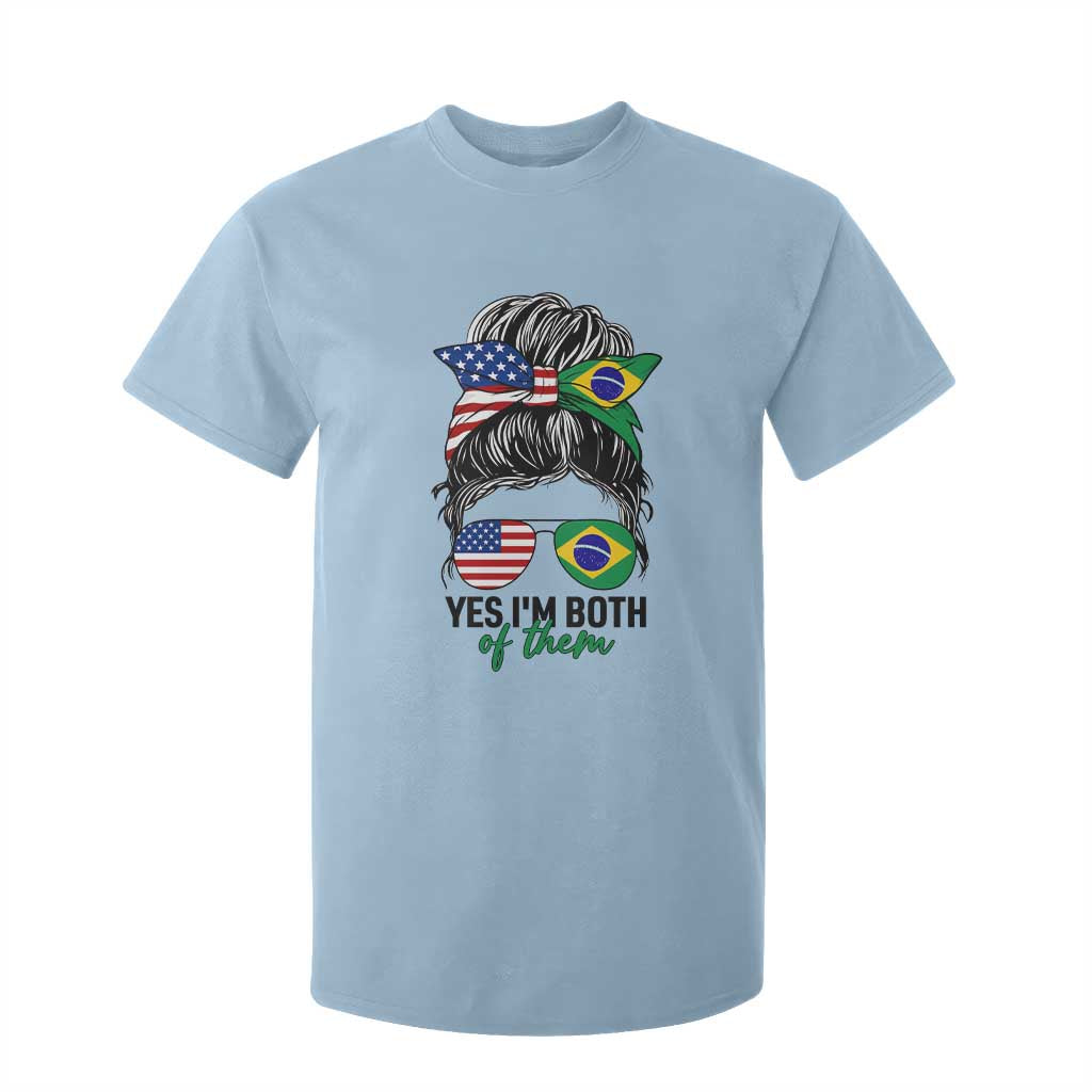 Half American And Brazilian America Brazil Brasil Flag Girl T Shirt For Kid Yes I'm Both of Them