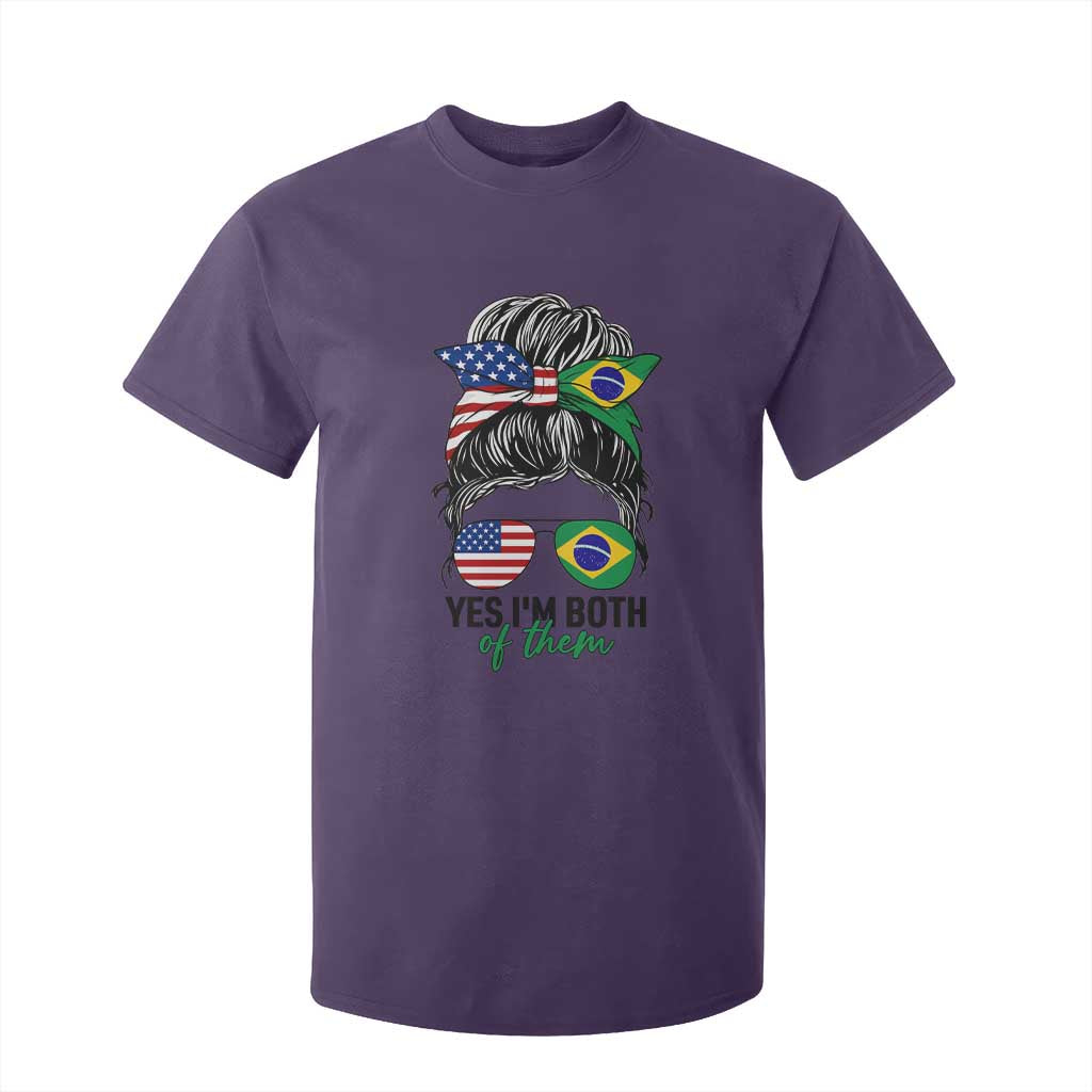 Half American And Brazilian America Brazil Brasil Flag Girl T Shirt For Kid Yes I'm Both of Them