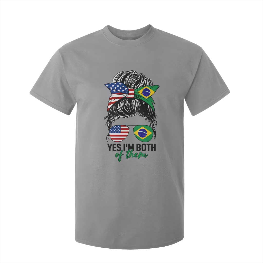 Half American And Brazilian America Brazil Brasil Flag Girl T Shirt For Kid Yes I'm Both of Them